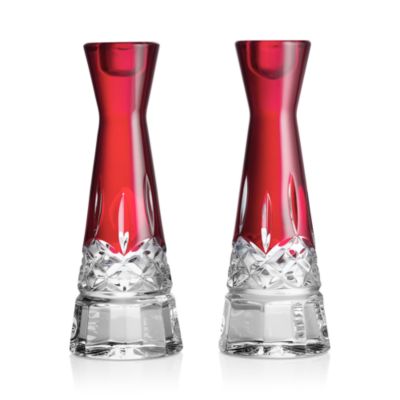 Lismore Red Candle Holders, Set of 2