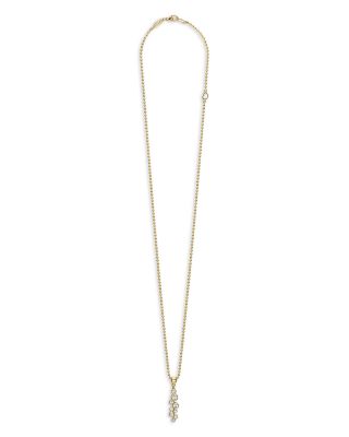 18K Yellow Gold Fizz Diamond Bezel Linear Cluster Pendant Necklace, 16-18"