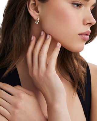 18K Yellow Gold Fizz Diamond Bezel Huggie Hoop Earrings