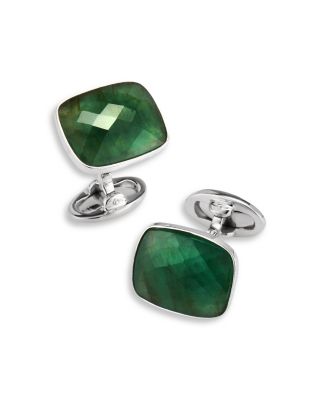Emerald Cufflinks in Sterling Silver