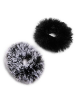 Faux Fur Scrunchies, Set of 2