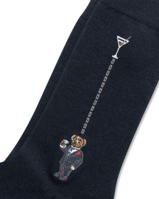Martini Bear Embroidered Slack Socks