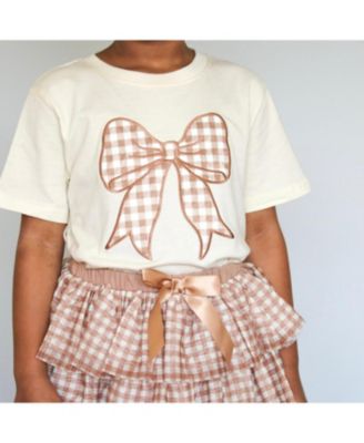 Girls' Gingham Bow Patch Short Sleeve T-Shirt - Baby, Little Kid