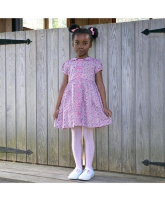  Girls' Purple Floral Button Front Dress - Little Kid, Big Kid