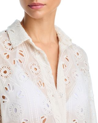 Eyelet Swim Cover-Up Shirt