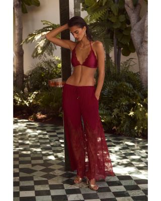 Sharon Lace Solids Wide Leg Pants Swim Cover-Up