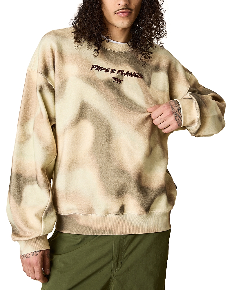Paper Planes Airbrushed Camo Crewneck Sweater In Neutral