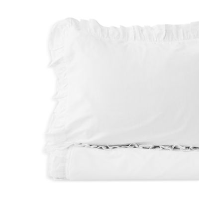 Double Ruffle Percale Duvet Cover Set, Twin
