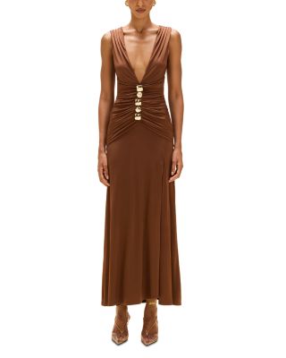 Moonlit Jersey Plunge Neck Gown