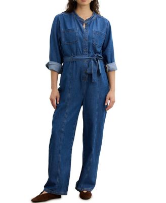 The Drapey Denim Maternity Jumpsuit