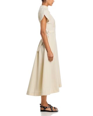 Puff Short Sleeve Side Tie Cotton Dress