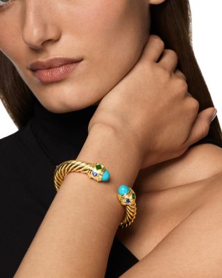 Renaissance&reg; Cablespira&reg; Bracelet in 18K Yellow Gold with Turquoise, Tsavorite and Tanzanite, 9mm