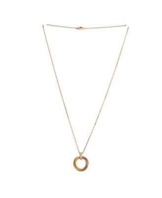  Trinity Pendant Necklace 18K Tricolor Gold and Diamonds, 16.5"