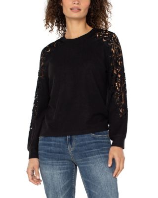 Lace Trim Crewneck Sweater