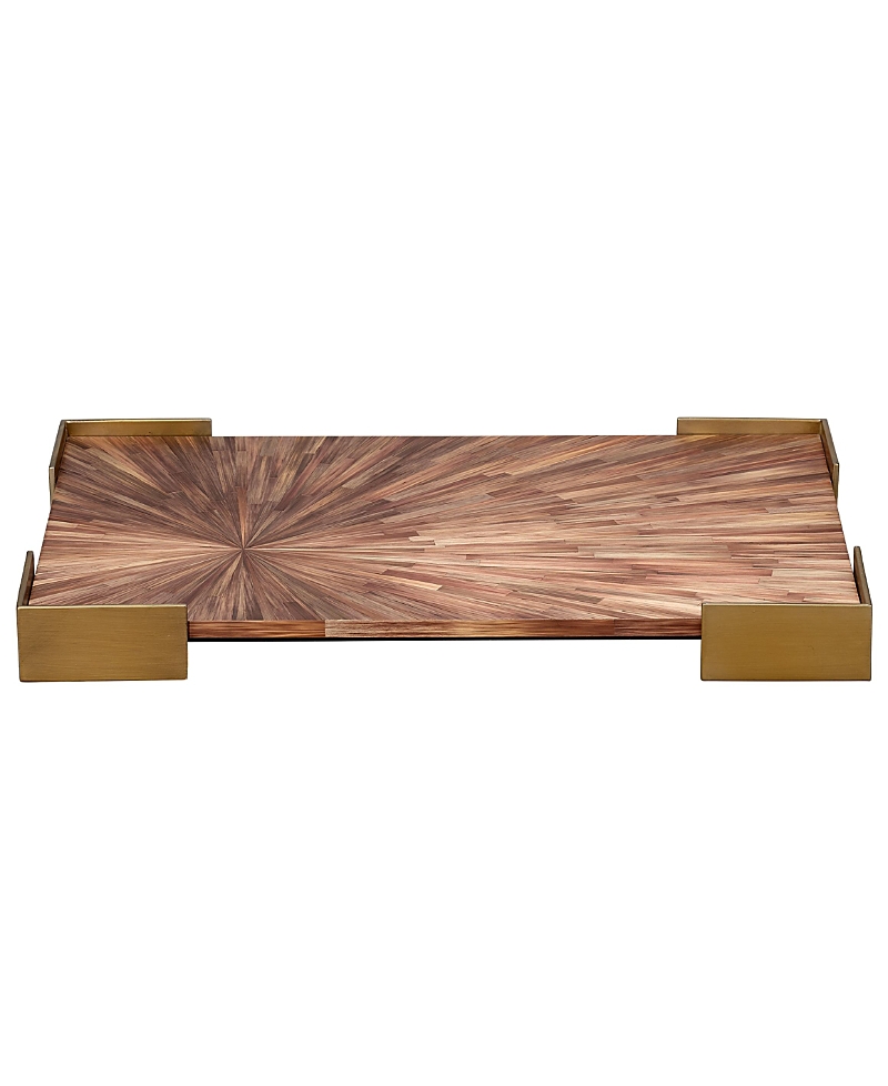 Jamie Young Palm Marquetry Decorative Tray In Brown