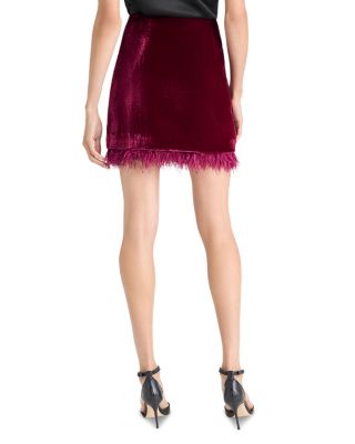 Luna Velvet Feather Trim Mini Skirt