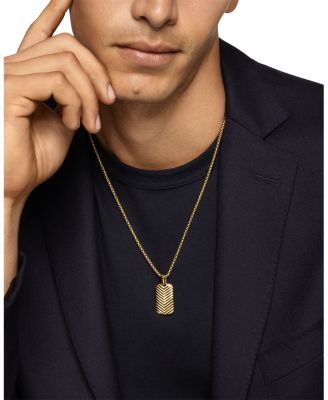 Men's Chevron Tag in 18K Yellow Gold, 27mm