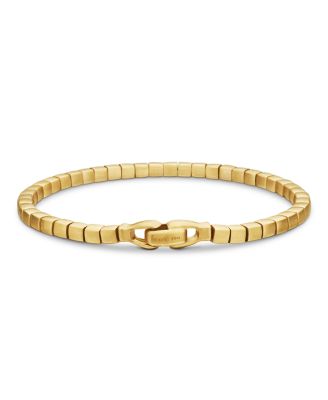 Men's 18K Yellow Gold Spiritual Beads Textured Square Link Bracelet