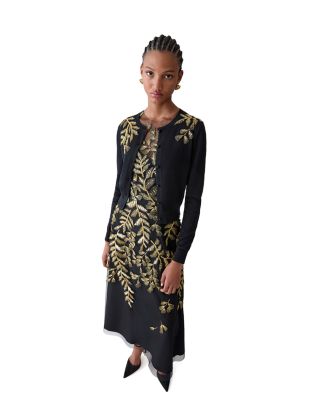 Embellished Long Sleeve Crewneck Cardigan