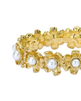 Imitation Pearl Daisy Bangle Bracelet