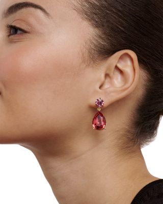 Contrasting Pink Crystal Drop Earrings