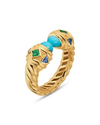 Renaissance&reg; Color Ring in 18K Yellow Gold with Turquoise, Tsavorite and Tanzanite, 9.9mm