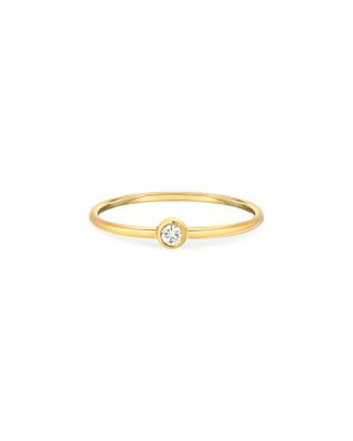 14K Yellow Gold Diamond Bezel Wire Stack Ring