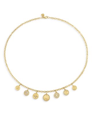 14K Yellow Gold Fall 2026 Diamond Multi Charm Coin Pendant Necklace, 18"