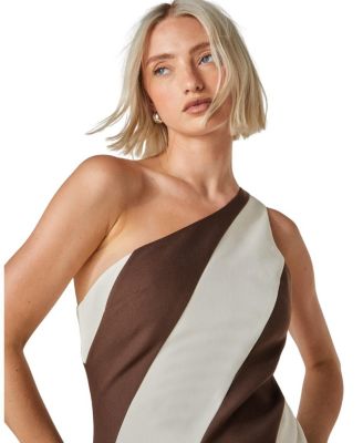 Stripe One Shoulder Tailored Mini Dress