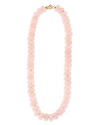 9K Yellow Gold Rose Quartz Necklace, 16"