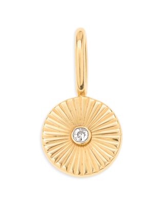 9K Yellow Gold Diamond Groovy Rays Mini Charm Pendant