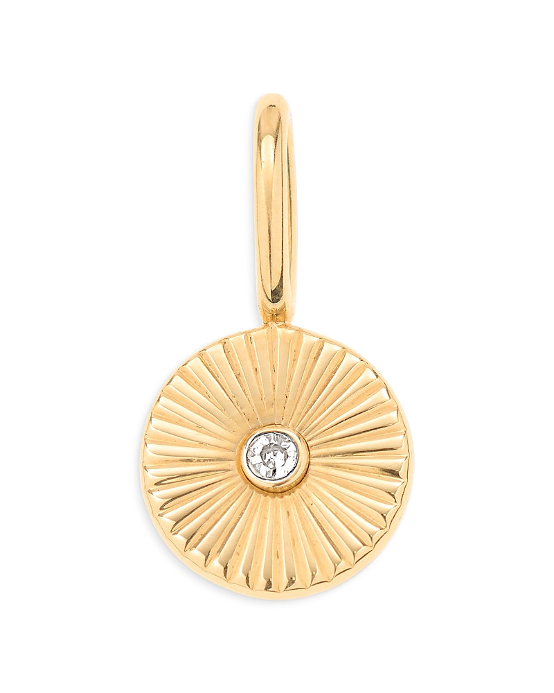 Adina Reyter 9k Yellow Gold Diamond Groovy Rays Mini Charm Pendant In Gold