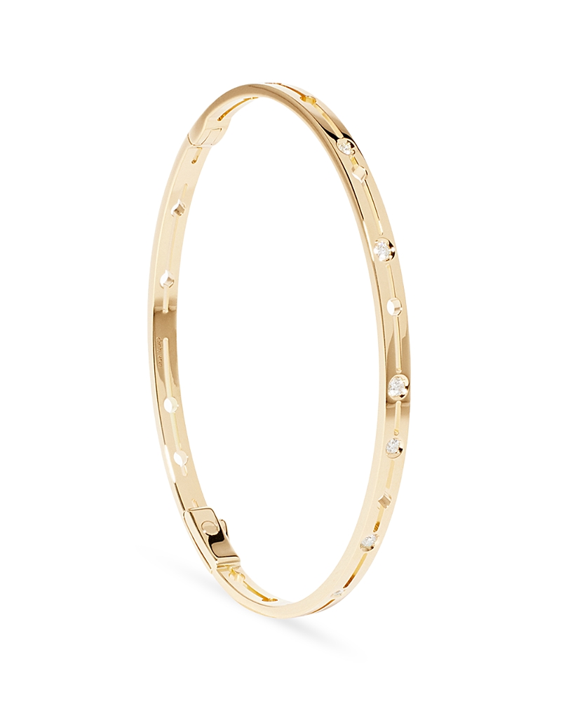 Dinh Van 18K Yellow Gold Pulse Diamond Cutout Bangle Bracelet
