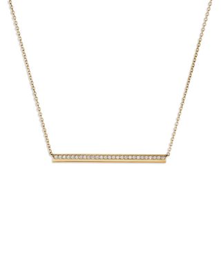 18K Yellow Gold Barre Diamond Pav&eacute; Bar Necklace, 18"