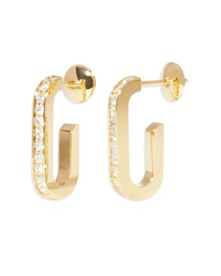 18K Yellow Gold Maillon Diamond Oval Hoop Earrings