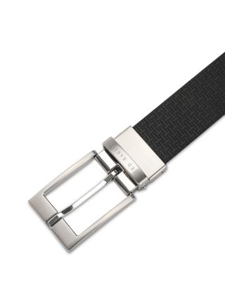 Men's T Embossed Leather Belt