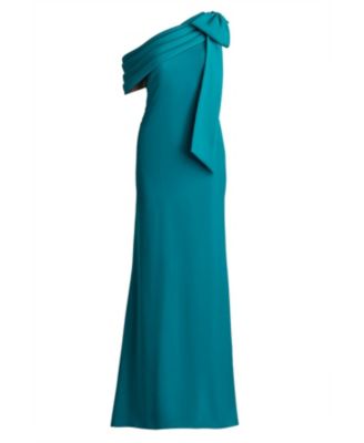 Cassia Bow-Shoulder Crepe Gown