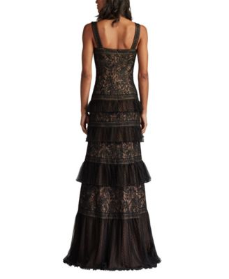 Ruva Tiered Ruffle Embroidered Gown