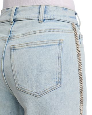 Erika Crystal Embellished High Rise Jeans in Light Blue