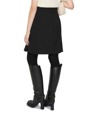 Eleonora Pleated Wool Blend Midi Skirt