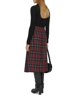 Giu Check Wool Blend Midi Kilt
