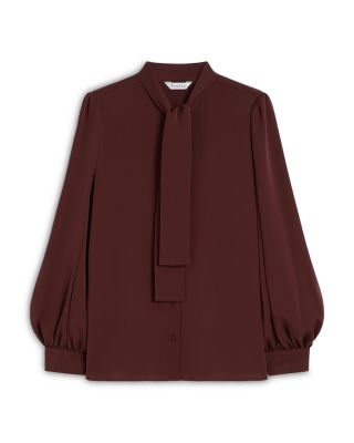 Melania Silk Tie Neck Blouse