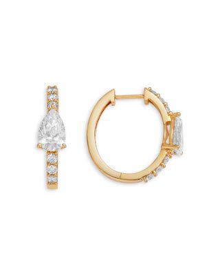 Luxe Collection Certified Lab Grown Diamond Pear Huggie Hoop Earrings in 14K Yellow Gold, 1.95 tcw
