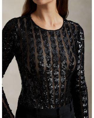 Cable Sequin Mesh Bodysuit