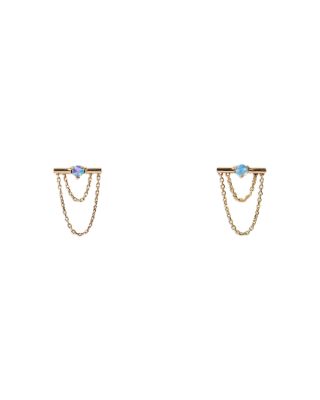 14K Yellow Gold Opal Linn Chain Drop Earrings
