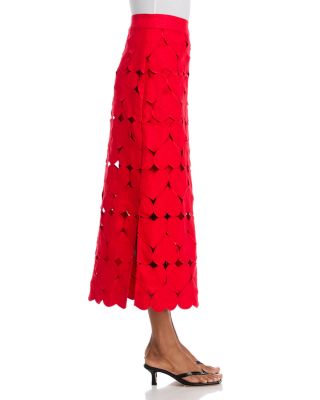 Hearts Linen Midi Skirt