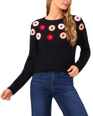 Multicolor Embroidered Flower Sweater
