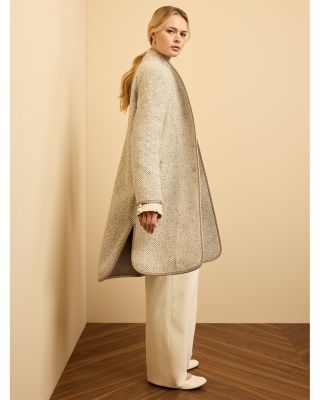 Herringbone Wool Blend Coat