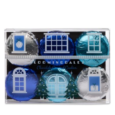 Milk Chocolate Drenched Sandwich Cookies Gift Box with Winter Color Foils, 6 Piece - Exclusive