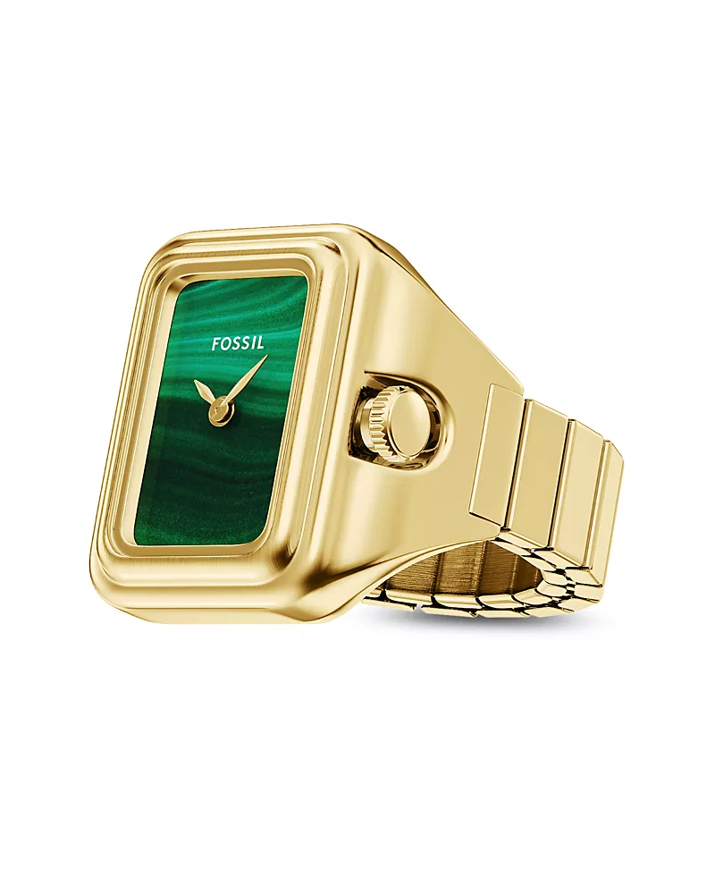 Fossil Raquel Two-Hand Gold-Tone Stainless Steel Watch Ring, 14mm x 18.5mm